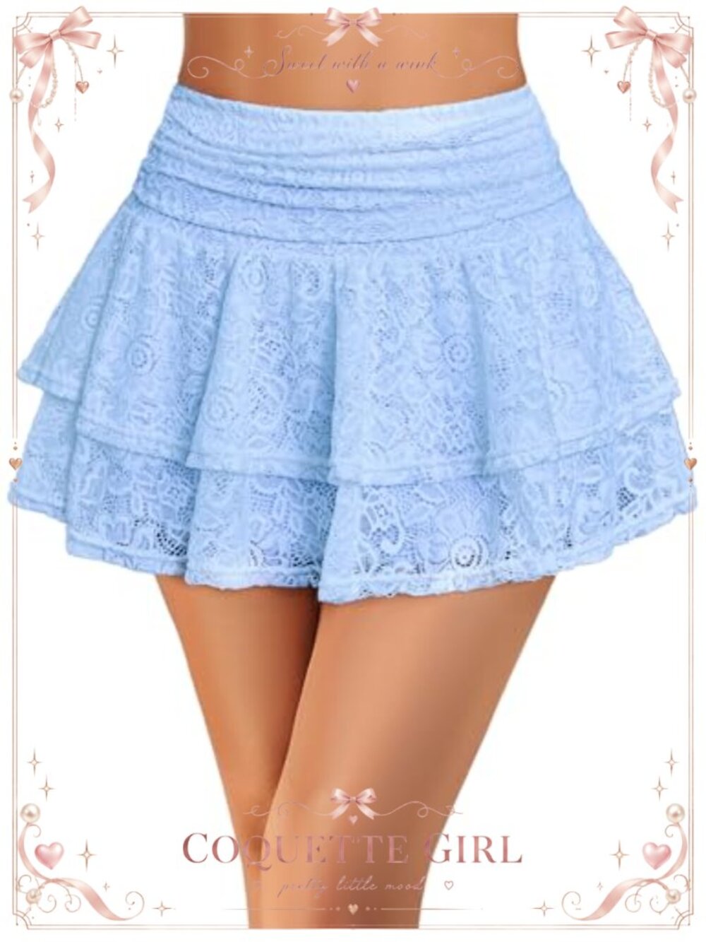 Pleated Mini Skirt Lace High Waisted Ruffled A-Line Flowy Summer Party
